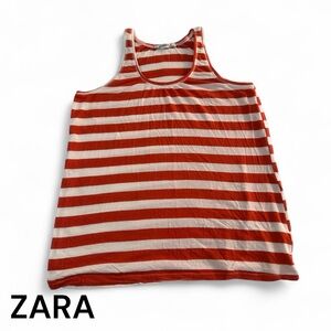 Zara Bold Red and White stretchy Striped Top